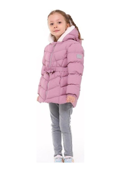 Benitto Kız Çocuk Beli Kemerli İçi Peluş Detaylı Mont-14761 Gülkurusu