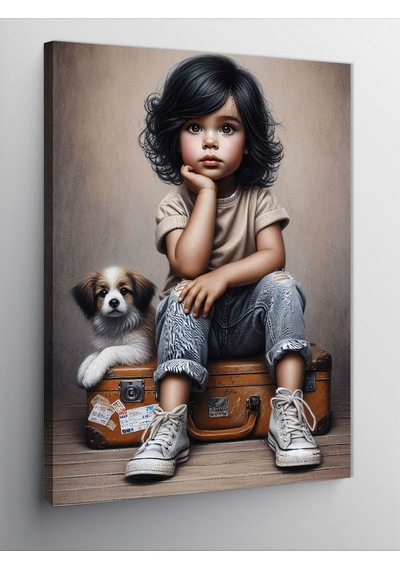 Kanvas Tablo Küçük Kız Ve Köpek 70cmx100cm