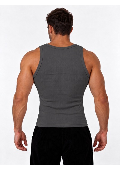 We&me Erkek Halter Yaka Slimfit Sporcu Likralı Atlet Gri