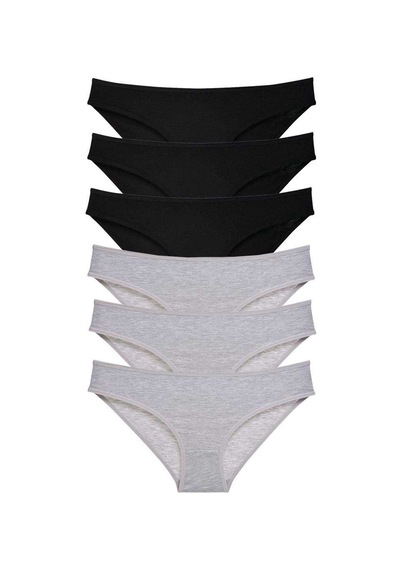6 Adet Süper Eko Set Likralı Kadın Slip Külot Siyah Gri Beden: Xl Standart