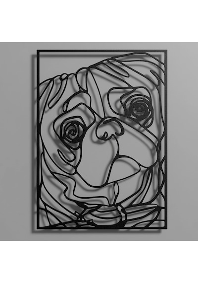 Pug Metal Tablo Siyah