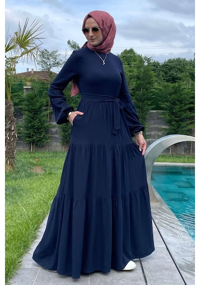 Rabia Şamlı Asil Lacivert Elbise Lacivert