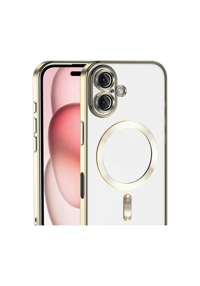 Apple iPhone Uyumlu  17 Uyumlu Kross Magneticsafe Kapak - Gold