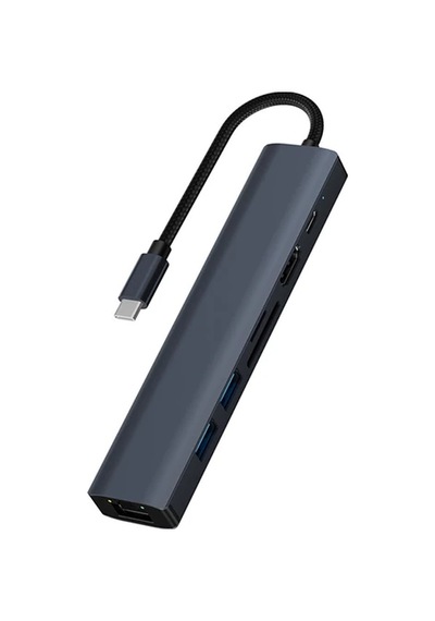 Ally Byl-2303 7 In 1 Type-c To Usb + Type-c + Ethernet + Kart Okuyucu + Hdmı Dönüştürücü Çoğaltıcı H- 5775 Renkli