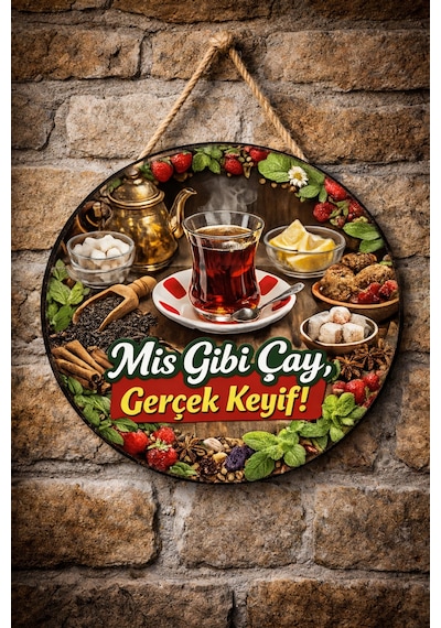 Mayeka Cafe Restoran İçin Çay Ocağı Duvar Kapı Tablo Süsü Ahşap Askılı Pano Tabela No 56