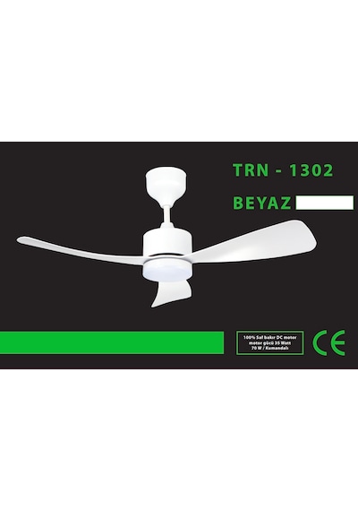 Ferah 70 W 3 Kanatlı Led Işıklı Tavan Vantilatör Uzaktan Kumandalı Beyaz