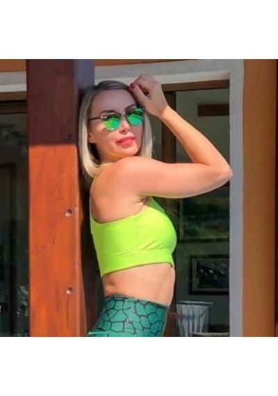 Lismina Sırtı Tek Kalın Çapraz Askılı Spor Büstiyer - Sporcu Sütyeni Neon Yeşil