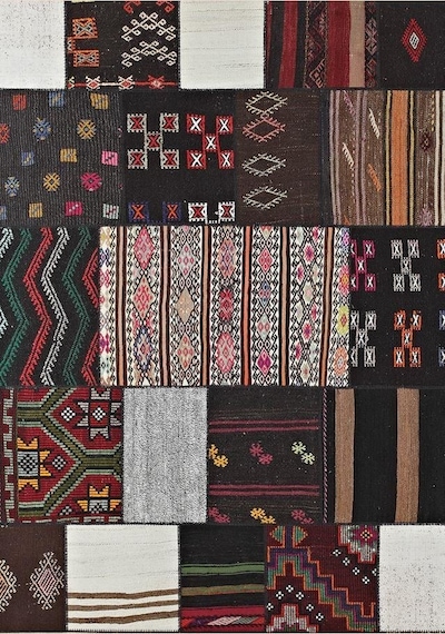 Çam Halı Siesta Vintage 32-195 Etnik Eskitme Patchwork Desenli Dokuma Tabanlı Yıkanabilir Şönil Salon Ve Oda Halısı Multi 4