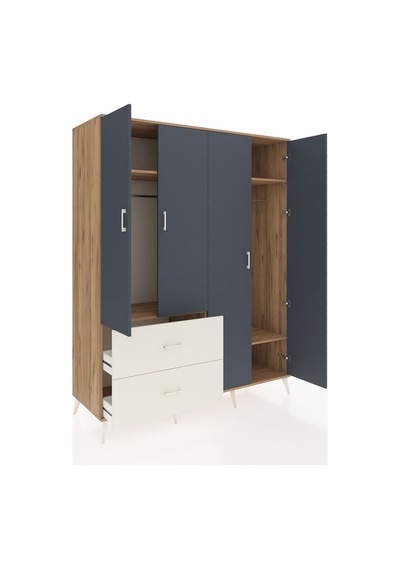 Kronos Gardrop 4 Raflı 2 Çekmeceli 2 Askılı 176x59x221 Çam-antrasit/aytaşı Beyaz Kronos Gardrop 4 Raflı 2 Çekmeceli 2 Askılı 176x59x221 Çam-antrasit/aytaşı Beyaz