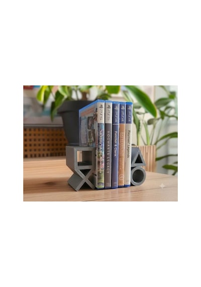 Ps5 Logolu Cd Stand Rafı, İkonik Tuş Simgeli Oyun Kutusu Cd Rafı Stand Organizer5