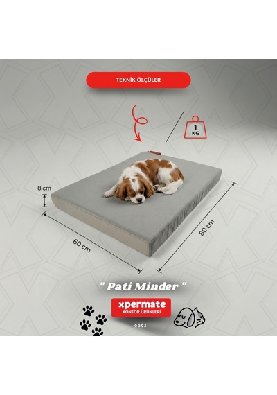 Xpermate Büyük Irk Köpek Yatağı Fermuarlı Yıkanabilir Su İtici Evcil Hayvan Yatağı Pati Minder 60 x 80 CM