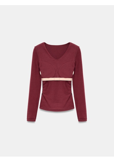 Dilvin 33215 Sıcak Tutan V Yaka Bra-free Top Bordo