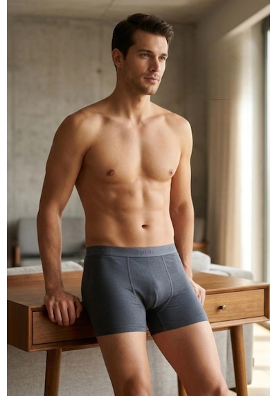 Yıldız Çamaşır Erkek Modal Likralı Boxer 36-37-38-39-40-41-42 - 6 Adet Füme