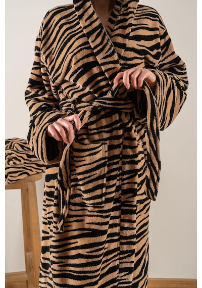 Soley Tiger %100 Pamuk Kadife Kadın / Erkek Unisex Bornoz Renksiz