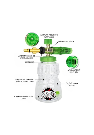 Robeve Bear Force Foam Lance Köpük Yapıcı Aparat 1l Köpük Aparatı Basınçlı Yıkama Makineleri Için Köpük Aparatı Çift Nozzle İle Birlikte Foam Canon Lavor Uyumlu