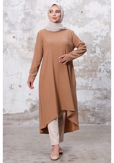 Bestenur Asimetrik Kesim Tunik 1253 - Vizon