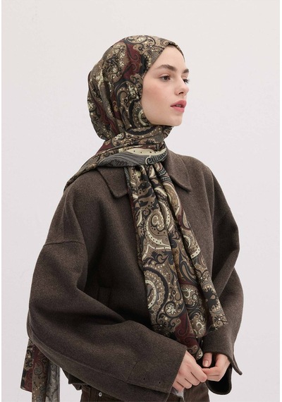 Freshscarfs Etnic Paisley Desen Şal Tozlu Kahve acı kahve