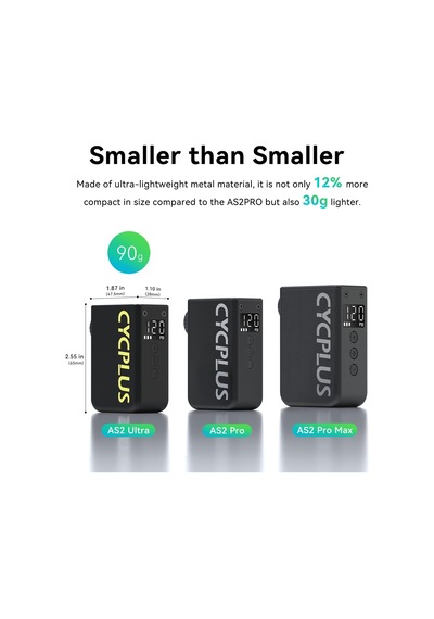 Cycplus Tiny Elektrikli Bisiklet Pompası As2ultra, 90g, Magnezyum Alaşımlı
