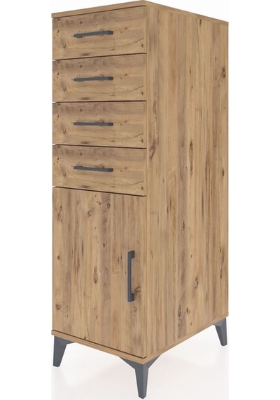 Kronos Dolap Tek Raflı 4 Çekmeceli Tek Kapaklı 44x59x134 Çam-çam Atlas Çam