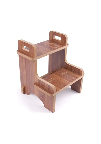 Ahşap Montessori Kaymaz Basamak Tabure Banyo Ve Lavabo Yükseltici Merdiven, 36x36x40 Cm, Mdf Melamin Kaplama
