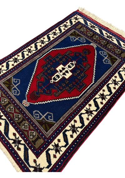 El Dokuma Sıfır Obruk Halısı 82x125 Lacivert Yün Kalın Halı