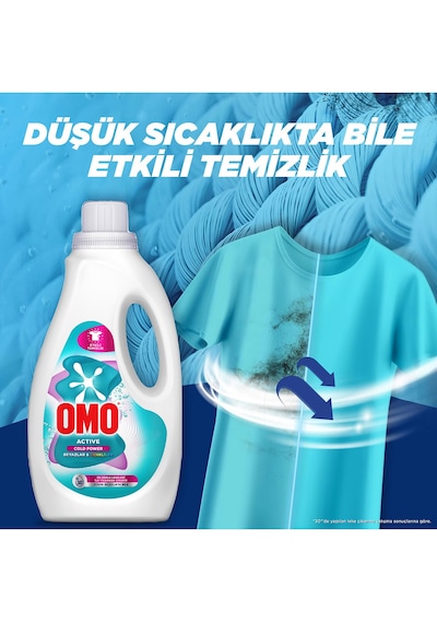 Omo Active Cold Power Beyazlar Ve Renkliler Için Sıvı Deterjan 1500 Ml X 2