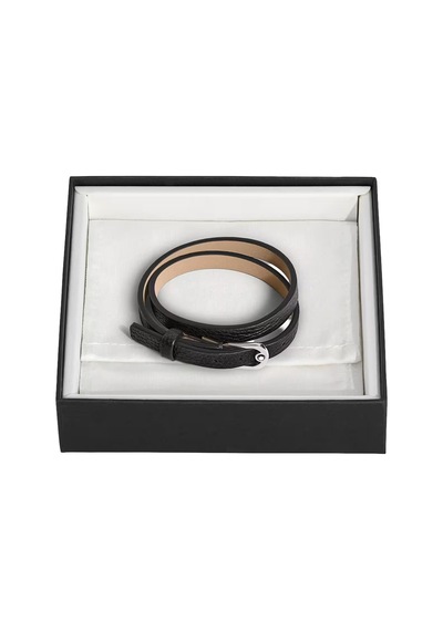 Montblanc Grain Deri At Nalı Tokalı Bileklik 222738 Siyah