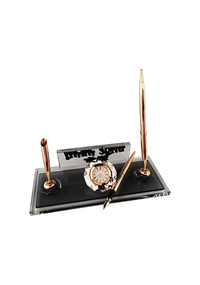 Mertkristal Kristal Masa İsimliği Kalemli Ofis Hediyesi M115GLD