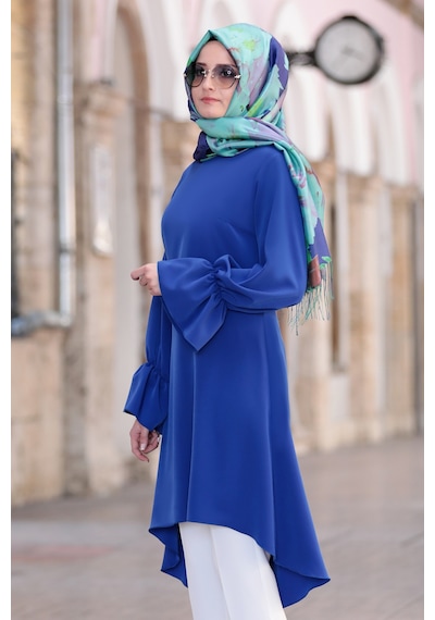 Raika Moda Feryal Büyük Beden Pantolon Tunik Tesettür Takım Saks
