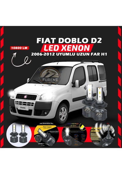 Fiat Doblo D2 2006-2012 Uzun Far Uyumlu Şimşek Etkili Led Xenon Premium Series H1