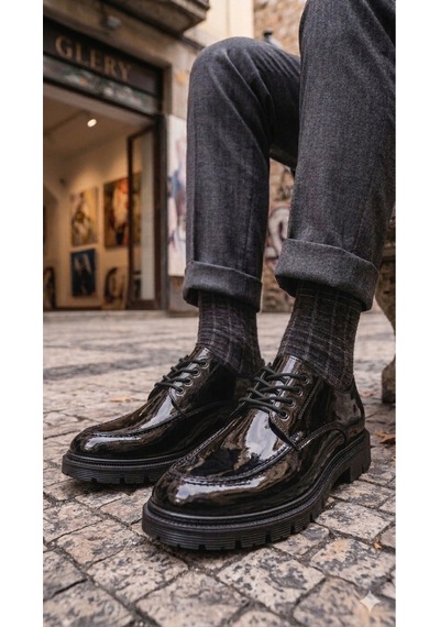 Dmr Elegance Ba0237 Bağcıklı Rugan Klasik Yüksek Taban Casual Erkek Ayakkabı Rekli