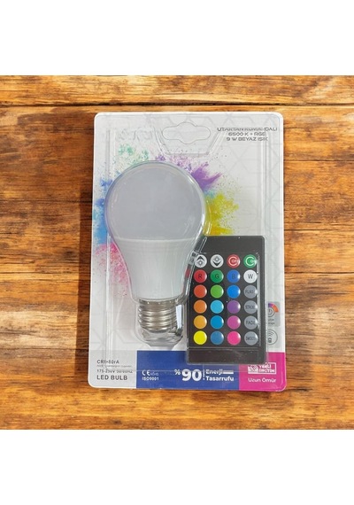 Akıllı Led Ampul, 16 Renk, 9 Watt, E27 Duy, Uzaktan Kumandalı Diğer