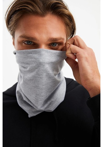Butikgiz Erkek 4 Fonksiyonlu Koruyucu Pamuklu, Esnek, Terletmez, Bandana, Boyunluk, Maske - Tek Ebat / Açık Gri Açık Gri