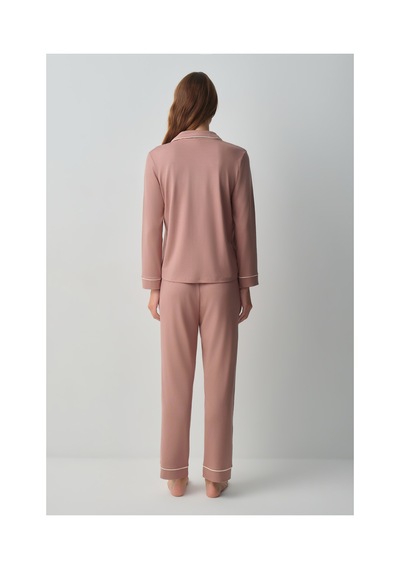 Suwen Misty Gömlek Yaka Pijama Takımı Wsh105100591268 Cappuccino