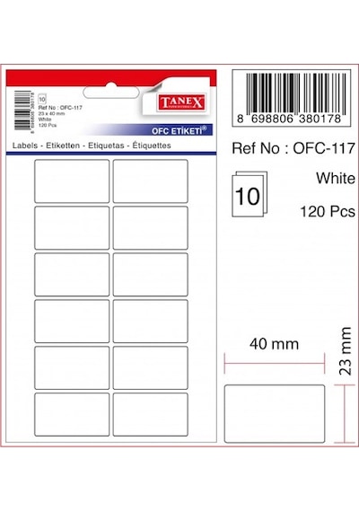 Tanex Etiket Ofc-117 23x40mm 10lu 2 Adet