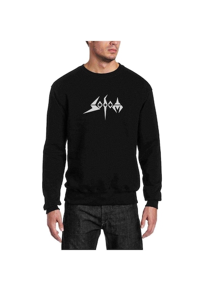 Sodom Logo Baskılı Siyah Erkek Sweatshirt