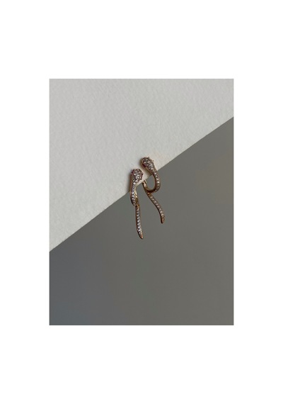 Çelik Rose Gold Kıvrımlı Taşlı Yılan Maureen Küpe -kararma Yapmaz- Pembe