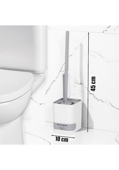 Porsima 2026 Pratik Temizlik Tuvalet Fırçalığı Banyo Tuvalet Fırçası Wc Fırçası - Gri Beyaz Diğer