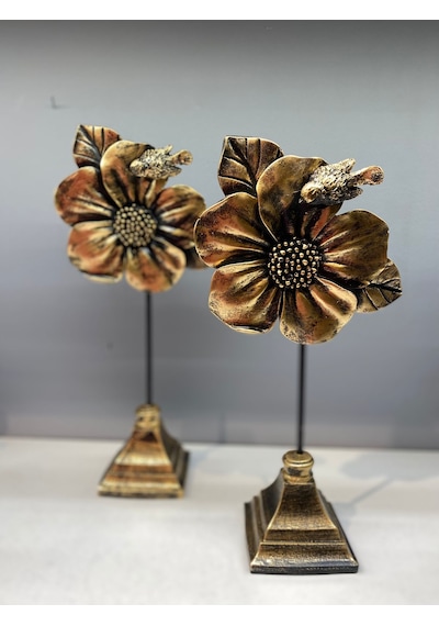 Peramari 2'li Çiçek Aksesuar Gold Eskitme