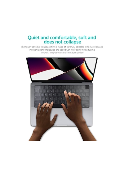 Apple MacBook Uyumlu Pro M1 14/16 & Apple MacBook Uyumlu Air 13.6/15.3 Tpu Klavye Koruyucu Şeffaf