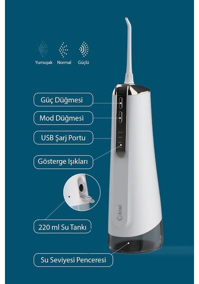 Kiwi Ktb-6051 Portatif Taşınılabilir Şarjlı Ağız Bakım Kiwi Ktb-6051 Portatif Taşınılabilir Şarjlı Ağız Bakım