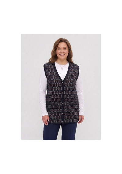 Onno Style Women Desenli Çelik Örgü Klasik Triko Yelek Bordo - Lacivert