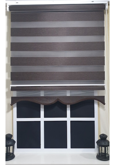 Zebra Stor Perde Kahvereng Efekli Etek Dilimli St 001