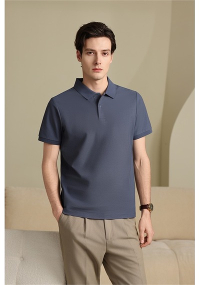 New Performance Premium Polo T-shirt 100% Pamuk Merserize Grimsi Mavi