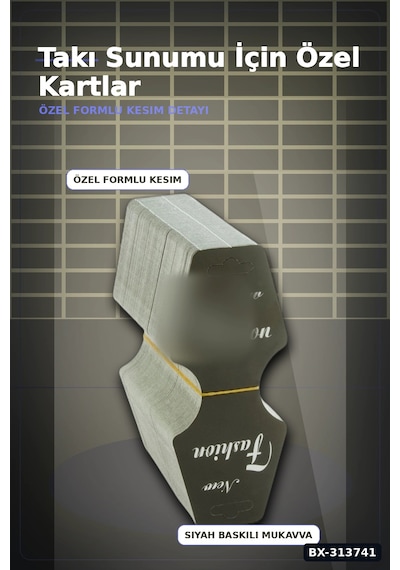 Kraft Mukavva Kolye Toka Kartı 200 Adet 5.5x14 Cm Takı Askılık Düzenleyici Bx-313741