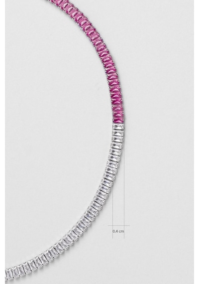 So Chic Renkli Baget 18 Ayar Beyaz Altın Kaplama Ayarlanabilir Gümüş Choker Kolye Rodyum
