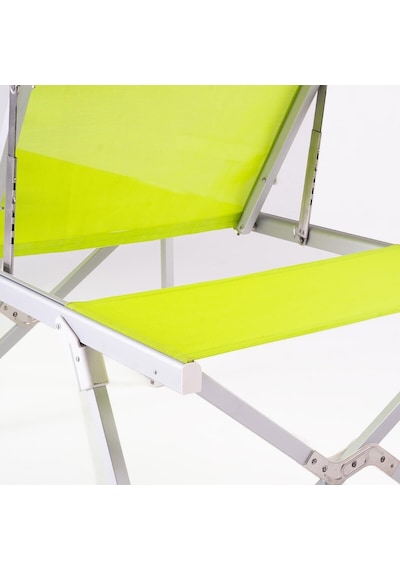 Foldzen Alüminyum Katlanabilir Şezlong Kampet Çantalı Yeni Versiyon Yeşil Sarı