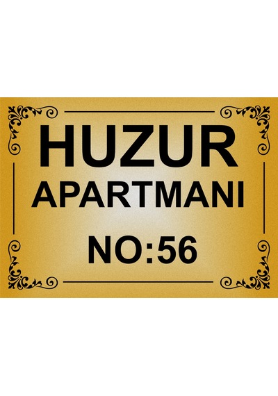 M1 , Apartman Kapısı İsimliği ,simli Gold Renkli Aliminyum Levha Model1