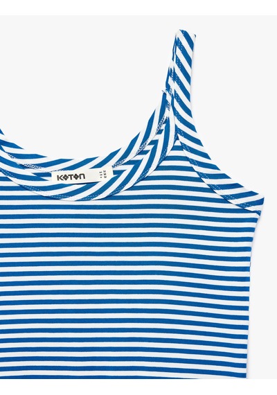 Koton Slim Fit U Yaka Askılı Çizgili Atlet Mavi Çizgili 6sak10038pk
