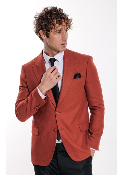 Düz Slim Fit Spor Bordo Erkek Ceket - Wessi Bordo